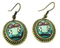 Load image into Gallery viewer, Ohrringe Messing Damen Ohrhänger Kupfer Ohrschmuck Schmuck oval Raisin Eule
