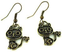 Load image into Gallery viewer, Ohrringe Messing Damen Ohrhänger Kupfer Ohrschmuck Schmuck Katze Kopf groß
