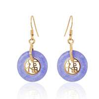 Load image into Gallery viewer, A pair of round brass Ohrhänger Damen featuring Katzenauge stones, stylish and nickelfrei—perfect earrings for sensitive ears.
