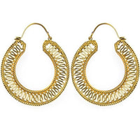 Load image into Gallery viewer, Ohrringe Spirale Punkte Kreis Brass Messing antik golden nickelfrei Tribal Schmuck Piercing
