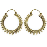 Load image into Gallery viewer, Ohrringe zweireihig Punkte Dreiecke Kreis Messing antik golden Tribal nickelfrei Schmuck Piercing
