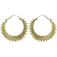 Load image into Gallery viewer, Ohrringe dunkel Dreiecke Striche rund Messing Brass antik golden nickelfrei Tribal Schmuck Piercing
