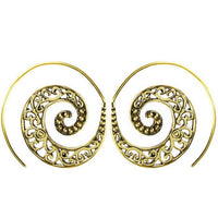 Load image into Gallery viewer, Spiralen Ohrringe gestanzt Perlen Messing antik golden nickelfrei Tribal Schmuck Piercing Brass
