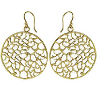 Load image into Gallery viewer, Ohrringe Kreis ungleichmäßig Muster Messing antik golden Tribal Ohrhänger nickelfrei Brass Piercing
