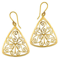 Cargar imagen en el visor de la galería, Ohrringe Dreieck Mandel Spiralen Messing antik golden Tribal Brass Ohrhänger nickelfrei Schmuck
