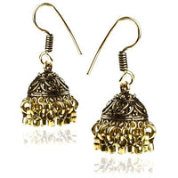 Load image into Gallery viewer, Ohrringe Halbkugel Seil Ringe Herzen Messing antik golden Ohrhänger nickelfrei Schmuck
