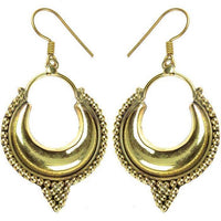 Load image into Gallery viewer, Ohrringe Creolen dick Kugeln Rand Spitze Messing antik golden Damen nickelfrei Piercing Tribal Brass
