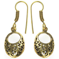 Load image into Gallery viewer, Ohrringe hohl oval Kreis Spiralen Messing antik golden Ohrhänger nickelfrei dunkel Tribal Piercing
