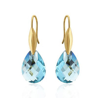Cargar imagen en el visor de la galería, Brass Ohrringe Ohrhänger Mandel gold Glaskristall facettiert Tropfen nickelfrei Damen
