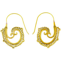 Load image into Gallery viewer, Ohrringe Haken glänzend Spiralen Messing Brass antik golden Tribal nickelfrei Piercing Schmuck

