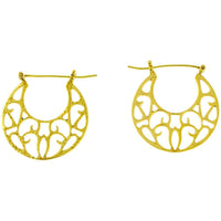 Cargar imagen en el visor de la galería, Wechsel Ohrringe Stanzmuster Sichel Bügel gerade Messing antik golden nickelfrei Tribal Piercing
