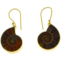Cargar imagen en el visor de la galería, Ohrringe Nautilus Schnecke Messing antik golden Ohrhänger nickelfrei Tribal Resin Schmuck Brass
