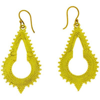 Load image into Gallery viewer, Ohrringe Kreis Spitze Zopf Punkte hell Mandel Messing antik golden Ohrhänger nickelfrei Tribal Brass
