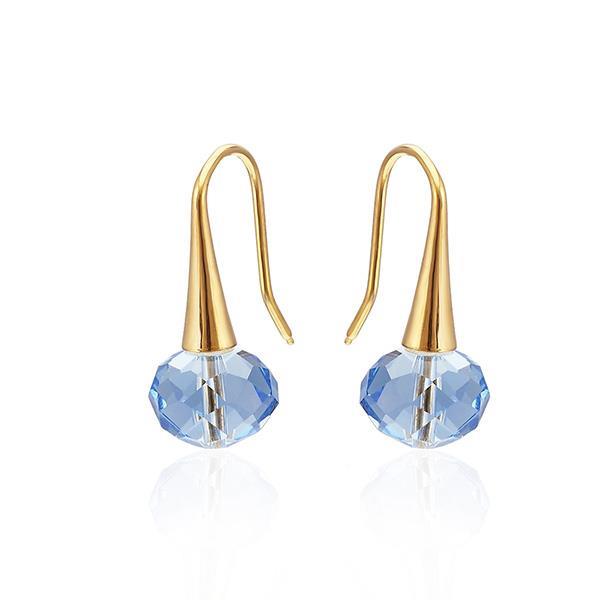 Brass Ohrringe Ohrhänger Tropfen gold Glaskristall facettiert nickelfrei blau rosa weiß