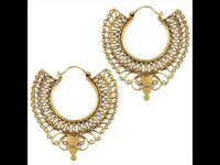 Cargar imagen en el visor de la galería, Ohrringe Spiralen Kreise Band Wellen Messing antik golden Tribal nickelfrei Piercing Brass Schmuck
