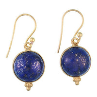 Cargar imagen en el visor de la galería, Ohrringe Lapis Kreis Dreieck Messing antik golden Damen Ohrhänger nickelfrei Schmuck
