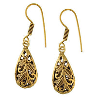 Cargar imagen en el visor de la galería, Ohrringe Tropfen Blätter oxidiert Messing antik golden nickelfrei Tribal Ohrhänger

