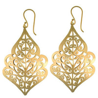 Cargar imagen en el visor de la galería, Ohrringe Tropfen Bögen Spiralen Messing antik golden nickelfrei Tribal Brass Ohrhänger
