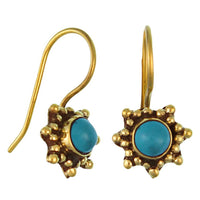 Cargar imagen en el visor de la galería, Ohrringe Stern Perlen 11 mm Türkis Messing Brass antik golden Tribal Ohrhänger nickelfrei
