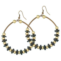 Cargar imagen en el visor de la galería, Brass gold grüne Perlen Kokosholz Ohrhänger nickelfrei Schmuck Damenohrringe
