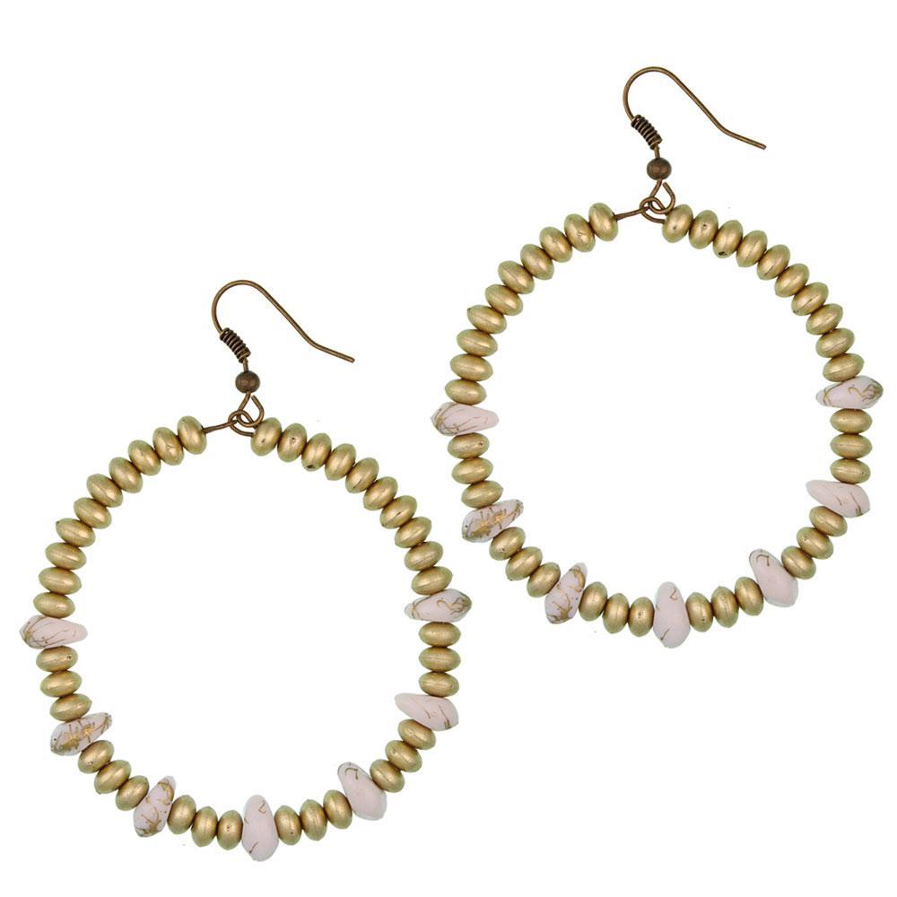 Brass gold weiß marmoriert Perlen Tropfen Ohrringe Kupfer Ohrhänger nickelfrei Damen Schmuck