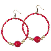 Cargar imagen en el visor de la galería, Brass gold rot marmoriert Perlen Kugel Ohrringe Kupfer Ohrhänger nickelfrei Damenschmuck
