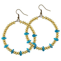 Cargar imagen en el visor de la galería, Brass gold türkis marmoriert Perlen Tropfen Ohrringe Kupfer Ohrhänger nickelfrei Damen Schmuck
