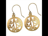 Cargar imagen en el visor de la galería, Ohrringe Kreis gebürstet Spiralen Messing antik golden nickelfrei Tribal Brass Ohrhänger
