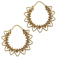 Cargar imagen en el visor de la galería, Ohrringe Punkte Dreiecke Blüten Messing Brass antik golden Tribal nickelfrei Schmuck Piercing
