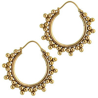 Cargar imagen en el visor de la galería, Ohrringe Kugel Dreiecke Tribal Messing Brass antik golden nickelfrei Schmuck Piercing
