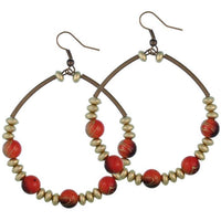 Load image into Gallery viewer, Brass orange schwarz gold groß Perlen Ohrringe Kupfer nickelfrei Damen Ohrhänger Schmuck
