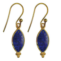 Cargar imagen en el visor de la galería, Ohrringe Mandel Lapis blau Messing antik golden Tribal Ohrhänger nickelfrei Brass Schmuck
