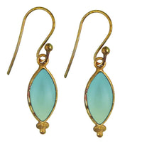 Cargar imagen en el visor de la galería, Ohrringe Mandel Chalzedon Messing antik golden Tribal Ohrhänger nickelfrei Brass Schmuck
