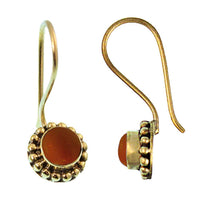 Load image into Gallery viewer, Ohrringe Blume Perlen 8 mm Karneol orange Messing Brass antik golden Tribal Ohrhänger
