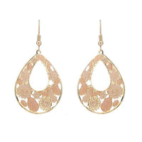 Cargar imagen en el visor de la galería, Brass golden rosa Ohrringe Emaille Tropfen Creolen Blumen 4 cm
