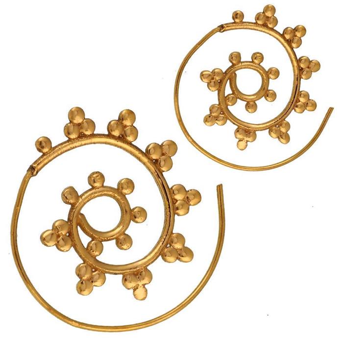Spiralen Ohrringe Kreise Dreiecke Brass klein antik golden Tribal Piercing