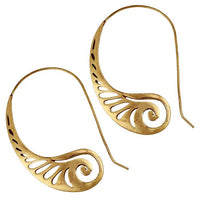 Load image into Gallery viewer, Spiralen Ohrringe Brass halbrund Spirale Wellen antik golden Tribal Piercing
