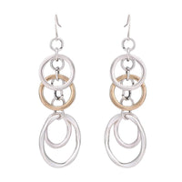 Cargar imagen en el visor de la galería, Brass Ohrringe silberfarben Kreise Anhänger silberfarben goldfarben
