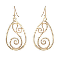 Load image into Gallery viewer, Brass Ohrringe goldfarben oval feine Spiralen antik glänzend
