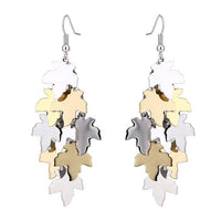 Load image into Gallery viewer, Brass Ohrringe silberfarben und golden Blätter glänzend
