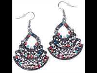 Cargar imagen en el visor de la galería, Brass bunt silbern Ohrringe zweiteilig Tannenbaum Steine bunt facettiert
