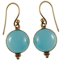 Load image into Gallery viewer, Ohrringe Chalcedon Kreis Dreieck Messing antik golden Damen Ohrhänger nickelfrei Schmuck
