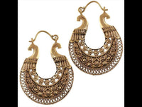 Load image into Gallery viewer, Brass Ohrringe goldfarben rund Ornament Blumen Muster Gitter Kugeln antik golden
