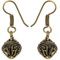 Load image into Gallery viewer, Ohrringe 25mm Kugeln Seil Wellen hohl Messing antik
