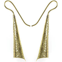 Load image into Gallery viewer, Ohrringe Zylinder Blumen dunkel lang Messing antik golden Damen Ohrhänger nickelfrei Tribal Schmuck
