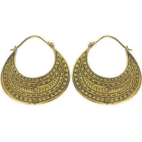 Load image into Gallery viewer, Ohrringe oxidiert Dreiecke Kerben Sichel Messing antik golden Damen nickelfrei Tribal Brass Schmuck
