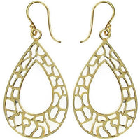 Load image into Gallery viewer, Ohrringe Tropfen hohl Muster glänzend Messing antik golden Damen Ohrhänger nickelfrei Tribal Schmuck
