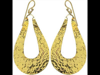 Load image into Gallery viewer, Ohrringe Tropfen Bogen gehämmert Messing antik golden Tribal Ohrhänger nickelfrei Schmuck Brass

