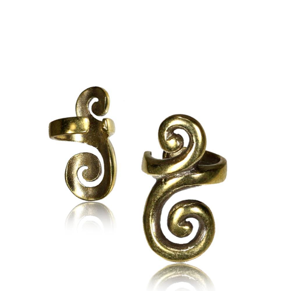 Ear cuffs Ohrklemmen Fake Helix 19 mm zwei Spiralen Ring Messing antik golden