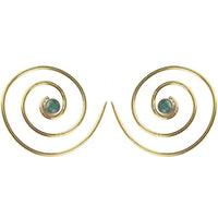 Cargar imagen en el visor de la galería, Spiralen Ohrringe glänzend Messing Jade antik golden Piercing Tribal nickelfrei Schmuck Brass Bronze
